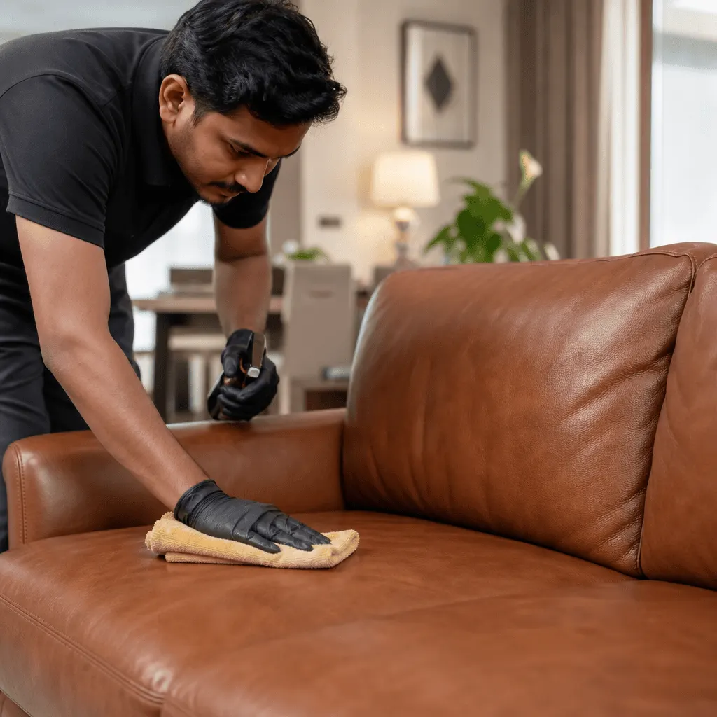 Leather sofa cleaning & polishing