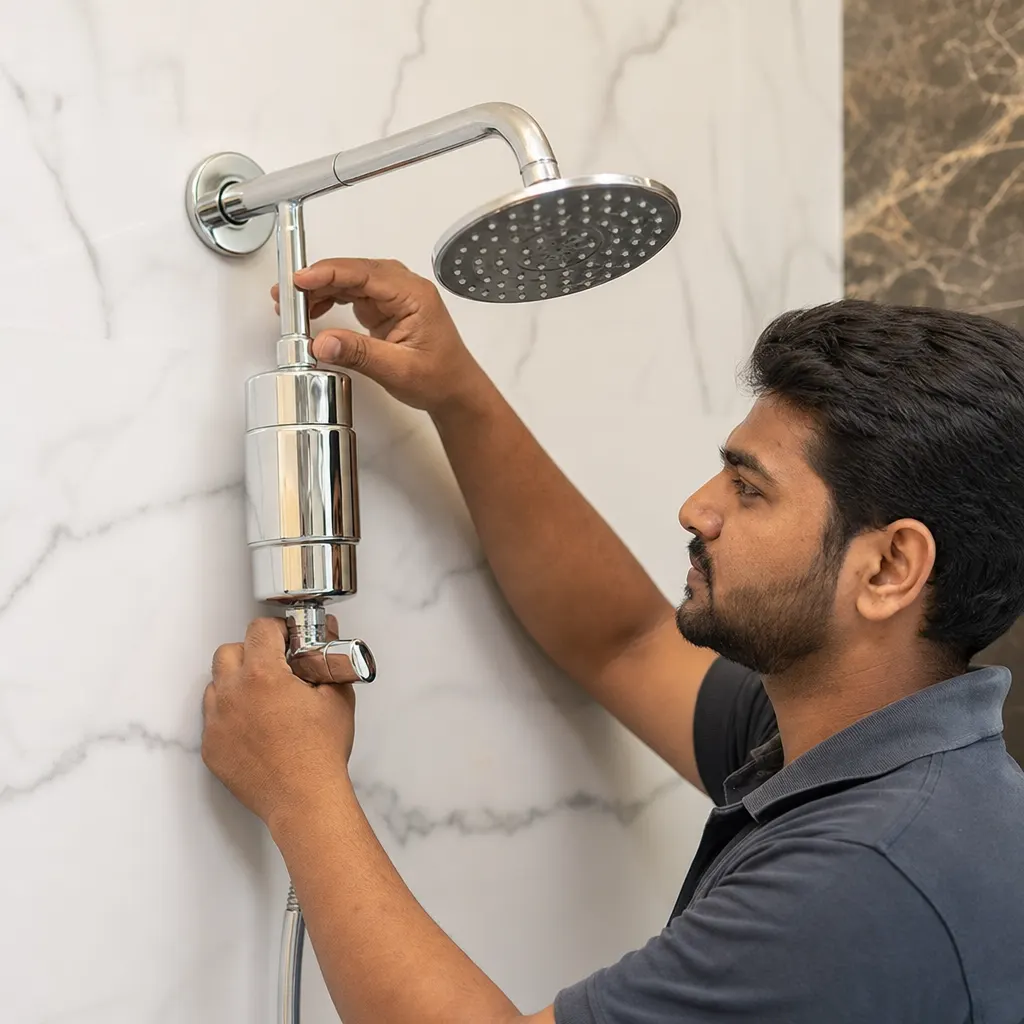 Shower filter installation