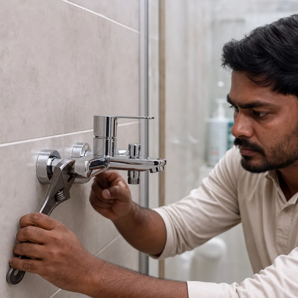 Shower mixer tap installation